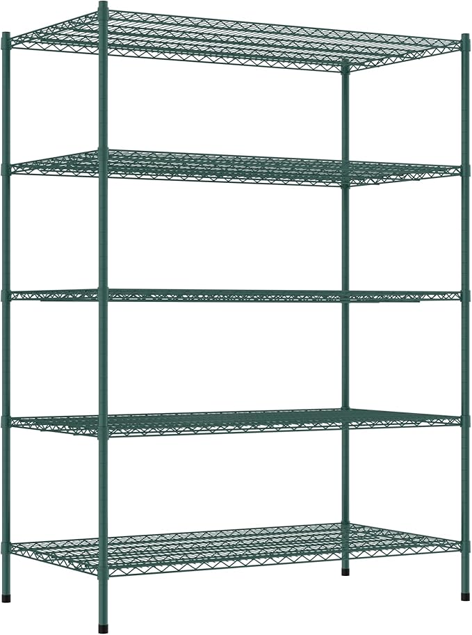 Commercial NSF Listed Green Epoxy Stationary Wire Shelving Kit 30" x 54" x 74", with 5 Shelves Perfect for Warehouse, Walk-in Refrigerator, Freezer, Grocery Store, Restaurant, Dishroom
