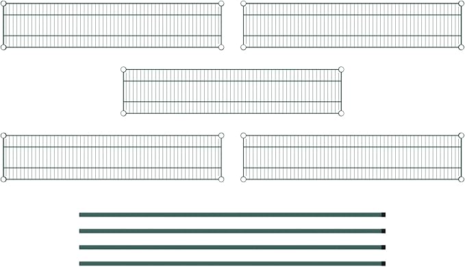 Commercial NSF Listed Green Epoxy Stationary Wire Shelving Kit 12" x 54" x 74", with 5 Shelves Perfect for Warehouse, Walk-in Refrigerator, Freezer, Grocery Store, Restaurant, Dishroom
