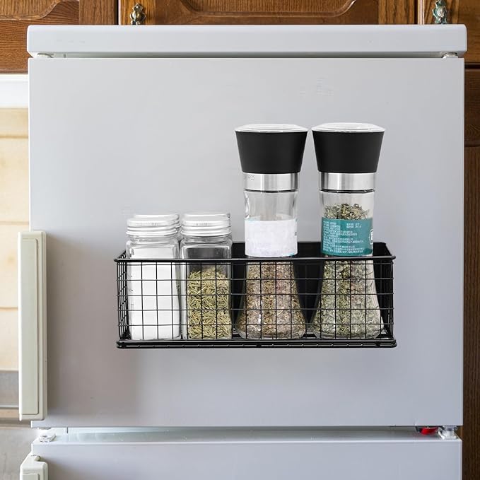 ONESIXEC 2 Pack Magnetic Basket Organizer Magnetic Baskets for Refrigerator Magnetic Storage Bin Baskets Magnetic Shelf Baskets for Home Kitchen Fridge Pantry Office Holds