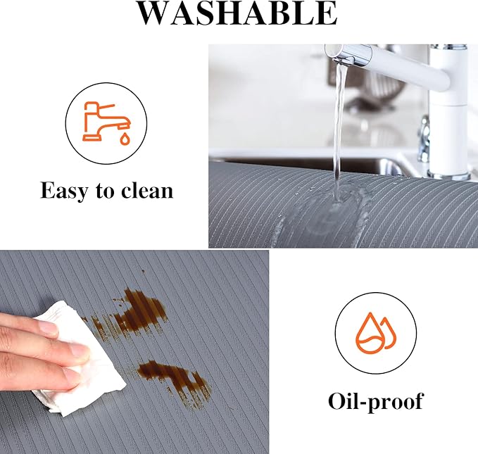 Mcrbeay Shelf Liner Non Adhesive, Washable Cabinet Liners for Shelves, Waterproof Durable Non-Slip Drawer Liners for Kitchen Cabinets, Cupboard, Pantry, Gray 12" X 20'