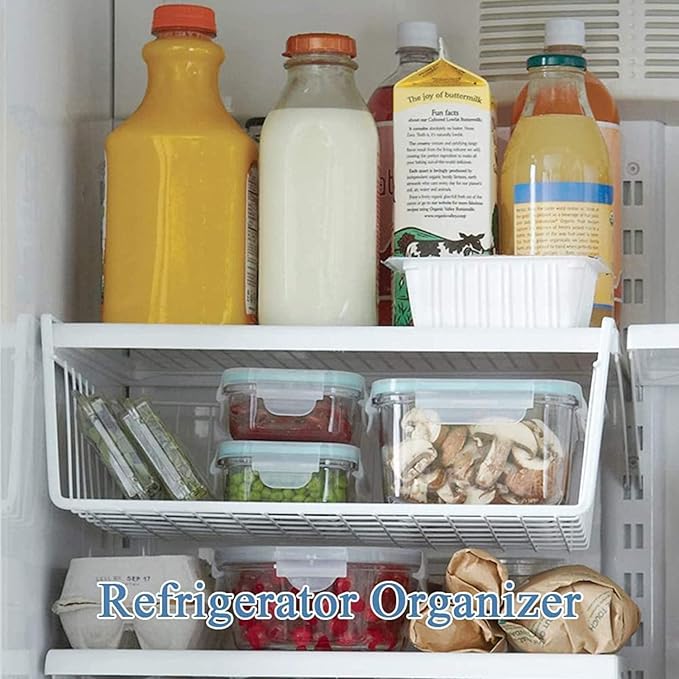8 PACK Hanging Under Shelf Storage Basket Kitchen Cabinet Organizer Storage, Slides Under Wire Shelves for Counter Pantry Desk Bookshelf, White