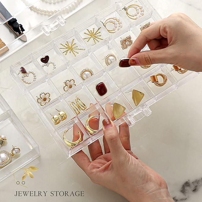 Earring Jewelry organizer Storage Box 3 Drawers Clear Acrylic Earring Jewelry Box for Women Girls
