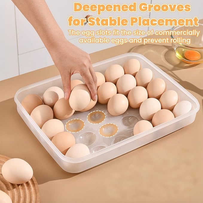 3 Pack Deviled Egg Containers with Lid, 90 Slot Plastic Egg Holder for Refrigerator, Clear Storage Egg Carrier Tray Stackable Egg Dispense for Party, Easter, Travel, Camping