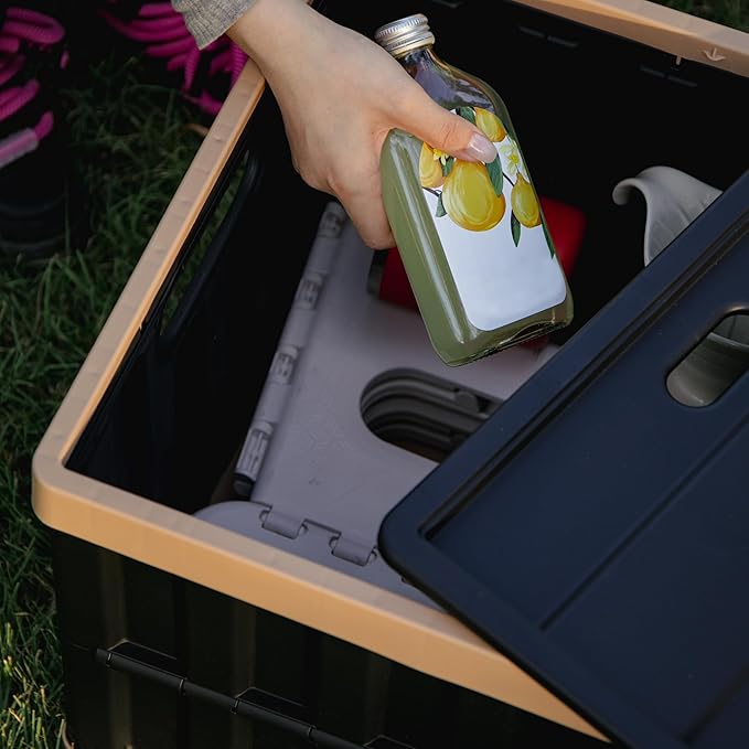 Citylife 64L Collapsible Storage Bins with Lids Plastic Storage Containers for Organizing Stackable Storage Box Large Heavy Duty Utility Crates, 2 Packs