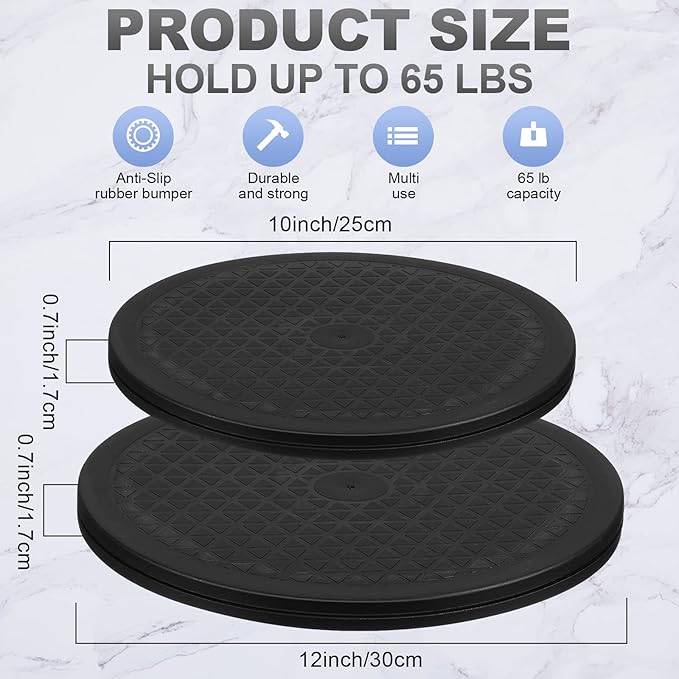8 Pcs Lazy Susan Turntable Organizer 10 Inch 12 Inch Lazy Susan Turntable Heavy Duty Rotating Swivel Stand with Steel Ball Bearings for Flat Panel Monitors, Potted Plants, TV's, Sculpture, Speakers