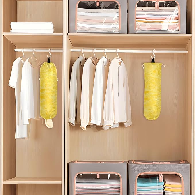 Plastic Bag Holder Wall Mount Grocery Bag Shopping Bag Storage Holder Organizer Dispenser with Adhesive Hook,for Kitchen Bathroom Home Decor 9x22 Inches Pure Yellow34