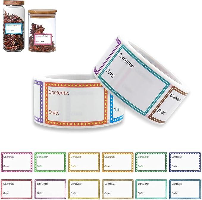 Removable Freezer Labels, 1 X 1.6in Food Date Stickers for Food Containers 1000pcs Refrigerator Food Storage Labels Kitchen Freezer Tape to Write On No-Residue Easy Peel Off