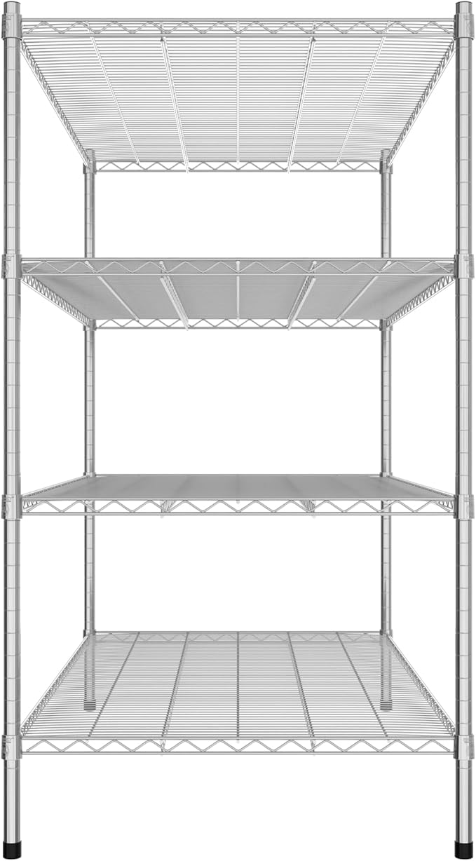 Commercial NSF Listed Chrome Stationary Wire Shelving Kit 30" x 54" x 54", with 4 Shelves Perfect for Warehouse, Walk-in Refrigerator, Freezer, Grocery Store, Restaurant, Dishroom