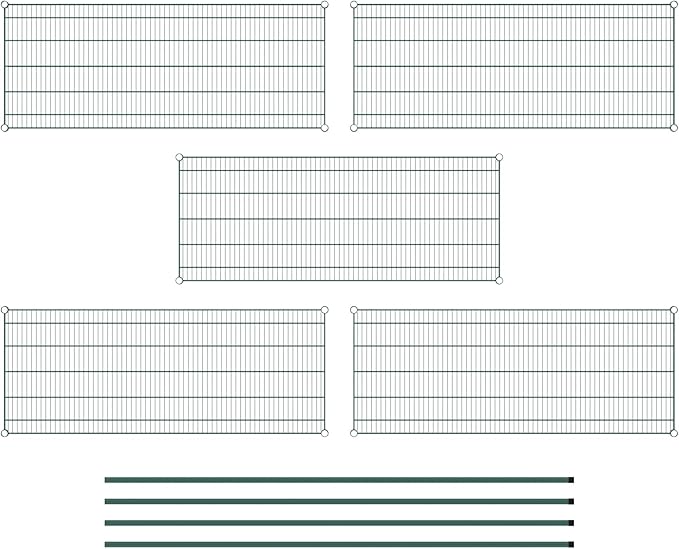 Commercial NSF Listed Green Epoxy Stationary Wire Shelving Kit 24" x 60" x 86", with 5 Shelves Perfect for Warehouse, Walk-in Refrigerator, Freezer, Grocery Store, Restaurant, Dishroom