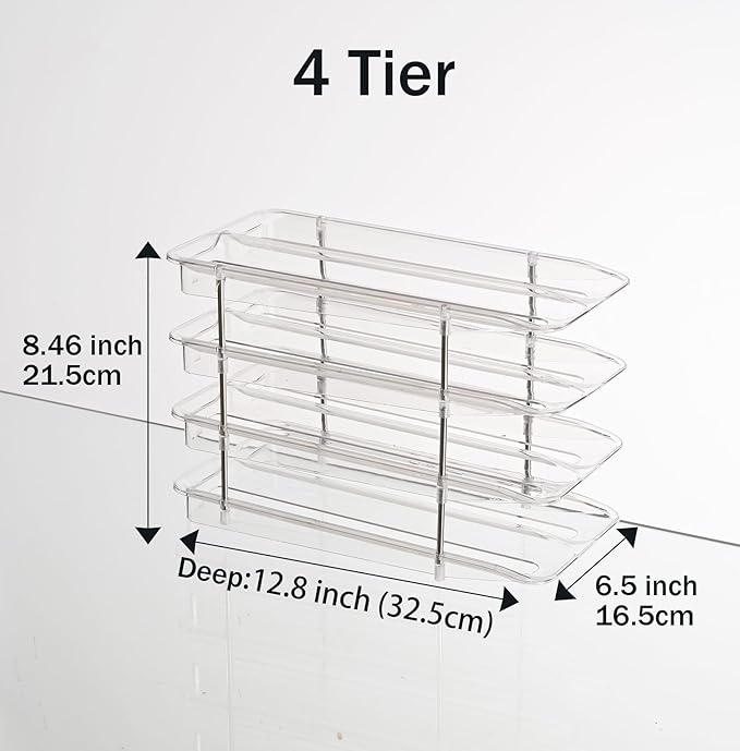 STORICANS Egg Holder,4 Tier Clear Organizer with Auto-Roll Design, Adjustable Height Egg Storage Container Holds Up to 56 Eggs for Refrigerator,Kitchen Cabinet