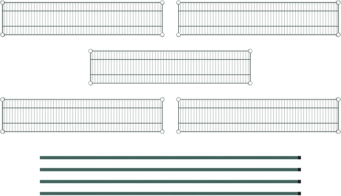 Commercial NSF Listed Green Epoxy Stationary Wire Shelving Kit 12" x 54" x 86", with 5 Shelves Perfect for Warehouse, Walk-in Refrigerator, Freezer, Grocery Store, Restaurant, Dishroom