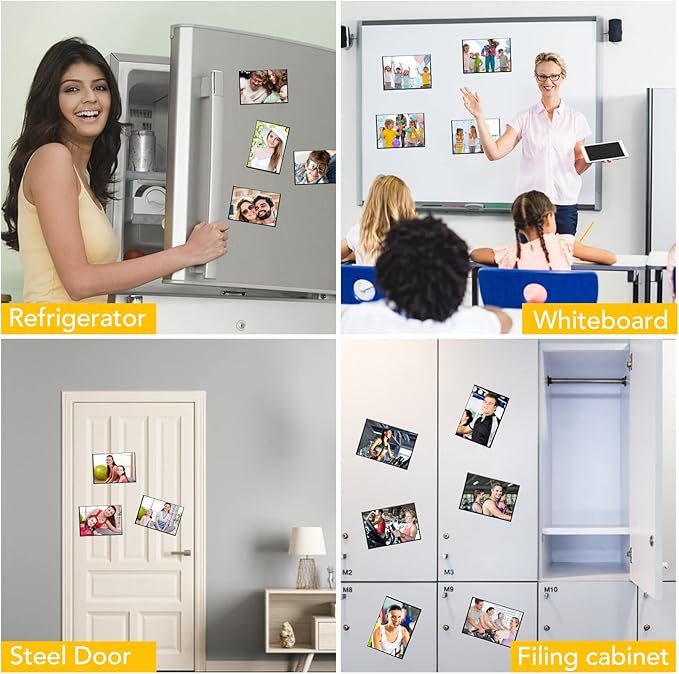 YixangDD 5 Pack Magnetic Picture Frame, 4 x 6 Inches Fridge Magnetic Photo Frames, Magnetic Photo Frames for Refrigerator, Home, School, Office (Black)