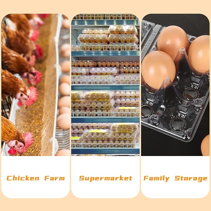 DIRBUY 100PCS Plastic Egg Cartons Bulk 2x3 Egg Holders Style Holds 6 Eggs - Half Dozen Storage Perfect for Family Pasture, Groceries Chicken Farm, Refrigerator Storage