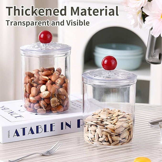 Set of 3 Airtight Food Storage Canisters with Lids, Thickened Clear Leakproof Kitchen Jars, 0.9L, 1.4L, 2L, Pantry Organization Containers for Coffee, Sugar, Flour, Pasta, Rice and Cereal