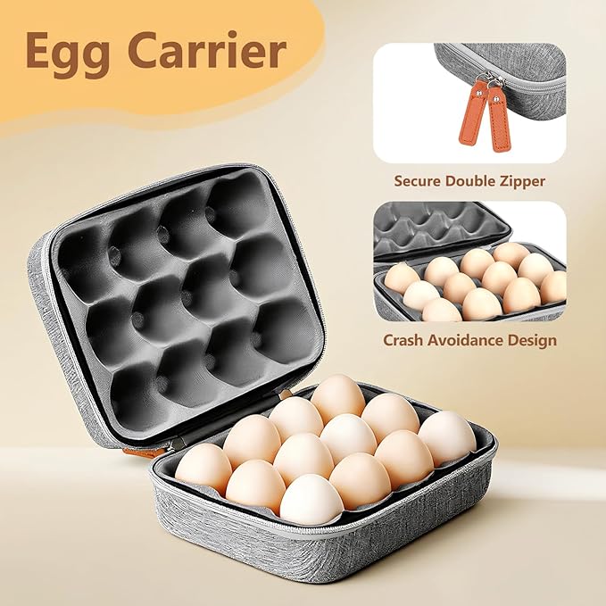 HYLCWTH 12 Slots Outdoor Egg Containers With Lid, Reusable Egg Cartons With Handle, Shockproof Storage Egg Carrier For Party Picnic Travel, Portable Holder Protection Egg Box