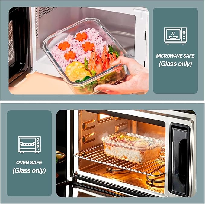 6cup Plastic Food Storage Containers with Lids Nestable Freezer Dishwasher Safe Rectangle Meal Prep Container Set