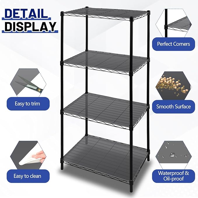 Sliner 8 Pack Wire Shelf Liner Plastic Waterproof Liners for Organizing Metal Rack Shelves, Kitchen Cabinets, Cupboard, Pantry(Gray,11.8 x 16.6 Inch)