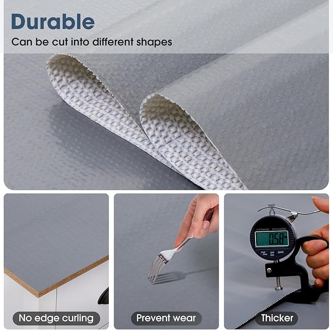 ALIUNI Drawer and Shelf Liner, Non-Slip Kitchen Cabinet Liners Non-Adhesive Thick Strong Grip Waterproof Washable Mats Protect Dresser Shelves Cupboard Bathroom Cabinets, Pure Gray, 24 in X 20 FT