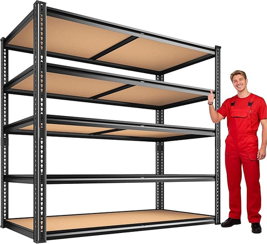 40" W Garage Shelving 2250LBS Storage Shelves Adjustable Metal Shelving 5 Tier Garage Utility Rack Shelf for Warehouse, Pantry, Closet, Kitchen 72.2" H x 40" W x 20" D, Black