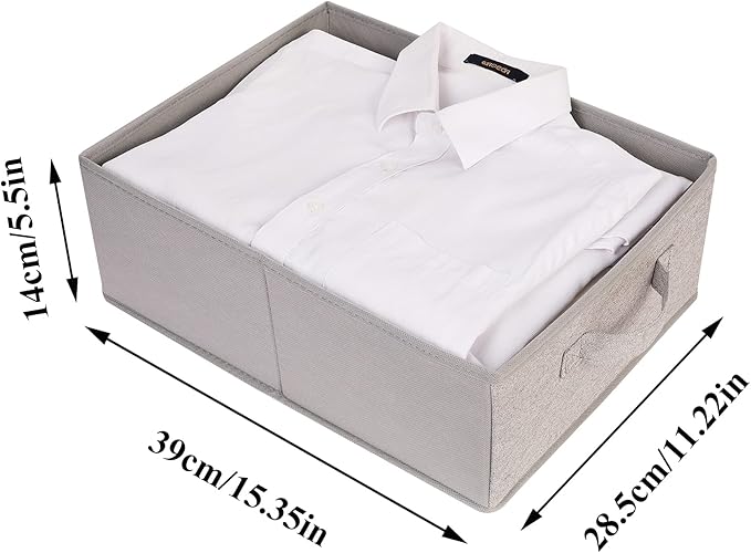 Decorative Storage Boxes for Organizing Clothes in a Dresser Collapsible Fabric Storage Bins Organizer Set with Handles for Bedding Clothes Toys Socks and More (Light Grey)