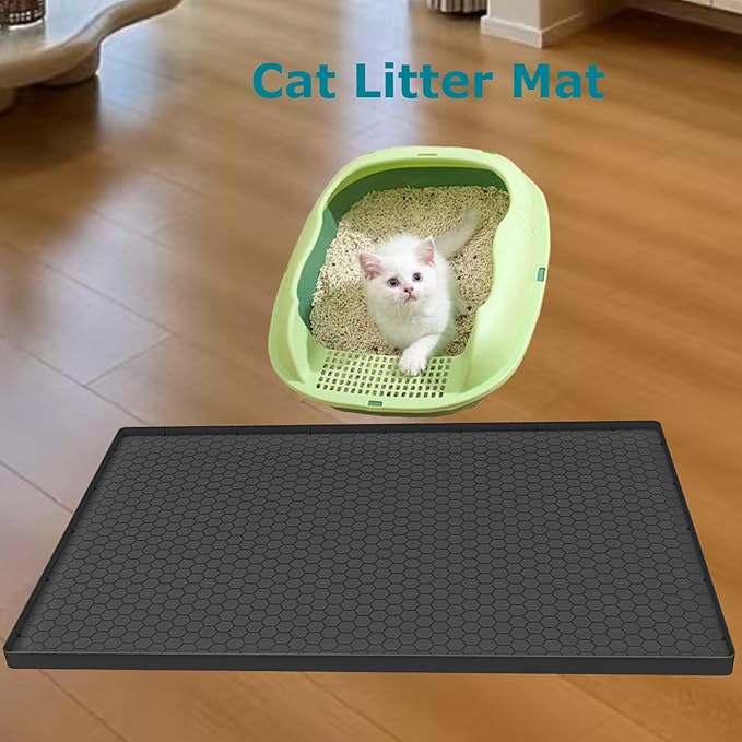 Jacooxi Under Sink Mat 37 x 22 for Kitchen Waterproof, Silicone Under Kitchen Bathroom Sink Liner Mat, Easy to Clean Cabinet Mat Organizers and Storage, Black