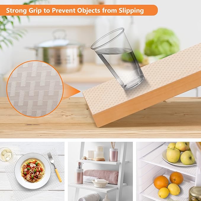 StaHom Shelf Liners for Kitchen Cabinets, Waterproof Kitchen Cupboard Liner, Refrigerator Liners and Durable Plastic Drawer Mats EVA Non Adhesive Shelves, Fridge - Clear 11.8 x 118 Inches