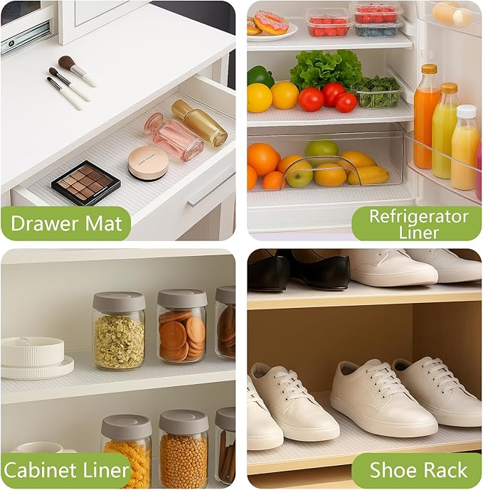 Shelf Liner 24 Inches Wide, Non Adhesive Cabinet Liner Thickened, Waterproof Under Sink Mat, Non Slip Drawers Liner for Kitchen Cabinet, Shelves, Refrigerator, Desks, Clear, 24 Inches x 20 FT