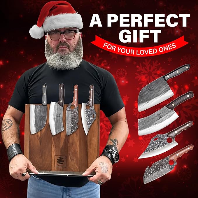 Coolina Walnut Magnetic Knife Holder, Elegant Design Knives Block Stand, Multifunctional, Double Side Magnets with Steel Base