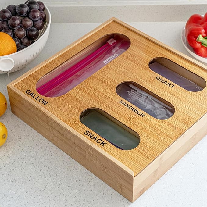 Baggie Organizer For Drawer, Easy Access, 32.5x30.5x7.5cm, Food Storage Bag Organizer, Storage Bag Container, Lightweight Design, For Gallon Quart Sandwich Snack