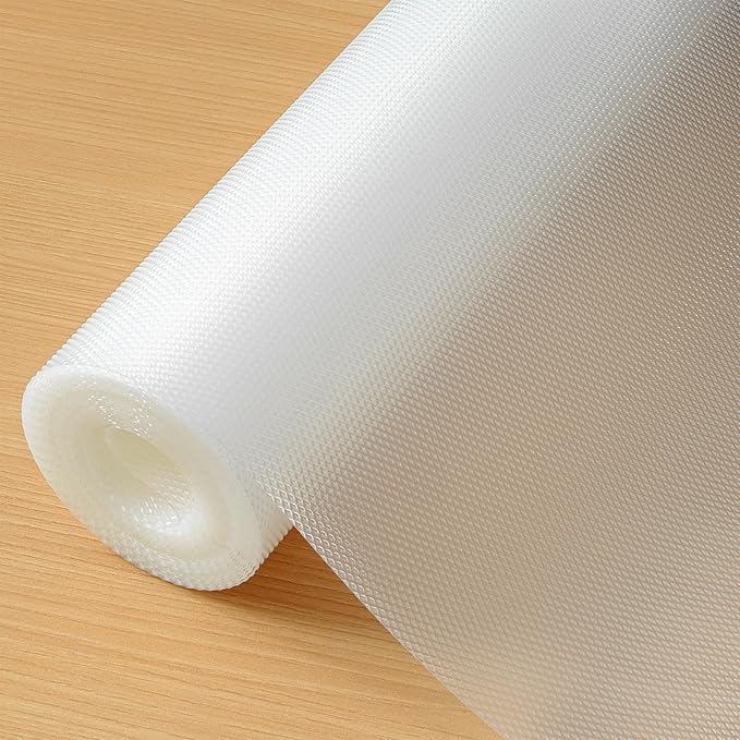 Hersvin Shelf Liners 20 in x 20 ft Drawer Mats Non-Adhesive Cupboard Protector Kitchen Cabinet Lining Fridge Liner (Clear/Diamond)