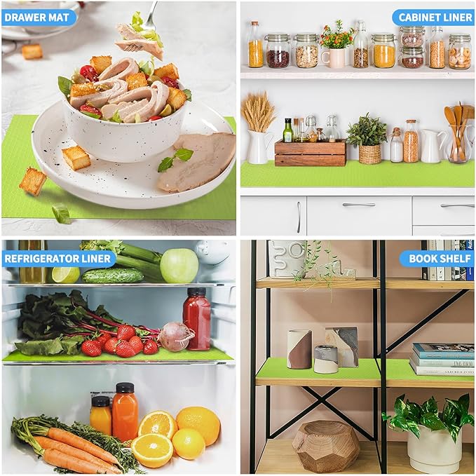Bloss Shelf Liners, Non Adhesive EVA Drawer Mat Liners Roll for Bathroom, Kitchen, Desks, Deco Shelves 17.7×59 inch-Green