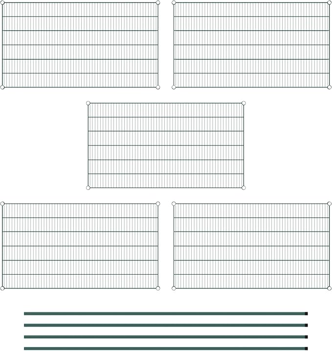 Commercial NSF Listed Green Epoxy Stationary Wire Shelving Kit 30" x 54" x 96", with 5 Shelves Perfect for Warehouse, Walk-in Refrigerator, Freezer, Grocery Store, Restaurant, Dishroom