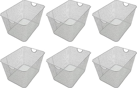 YBM HOME Kitchen Pantry Organizer Wire Basket for Shelves, Cabinets, Pantry, Countertop, Mesh Open Storage Bin Metal Basket for Organizing Food Supplies 15 x 12 x 11.5, Pack of 6