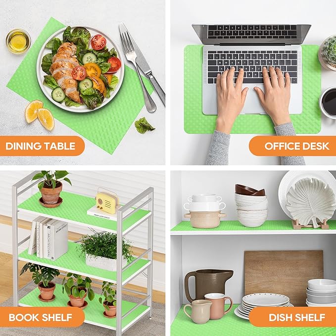 StaHom Fridge Liner Shelf Liners for Kitchen Cabinet Refrigerator Liners Waterproof & Oil-Proof Kitchen Cupboard Liner Non Adhesive Drawer Mats EVA Material for Shelves -Green 11.8 x 118 Inches