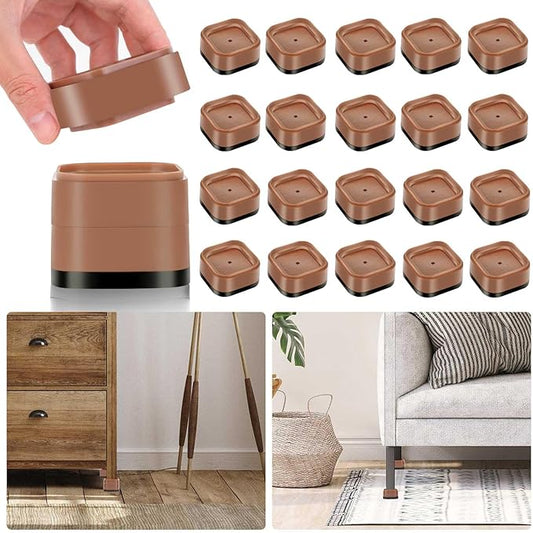 20 Pack Furniture Risers 1, 2 or 3 Inch, Adjustable Bed Risers Heavy Duty For Table Desk Couch Chair Sofa Cabinet Bed Legs Dorm, Square Stackable Bed Raisers Blocks Lift Height 1", 2" or 3", Brown