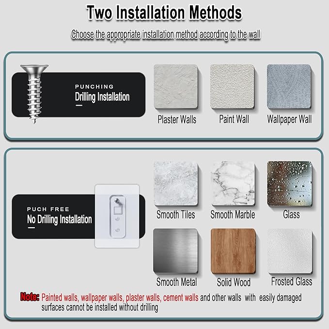 Black Metal Wall Shelves, 15.7" (W), No Drilling, Adhesive Floating Wall Shelf for Living Room, Bedroom, Bathroom, Aluminium Shower Caddy (2 PCS)