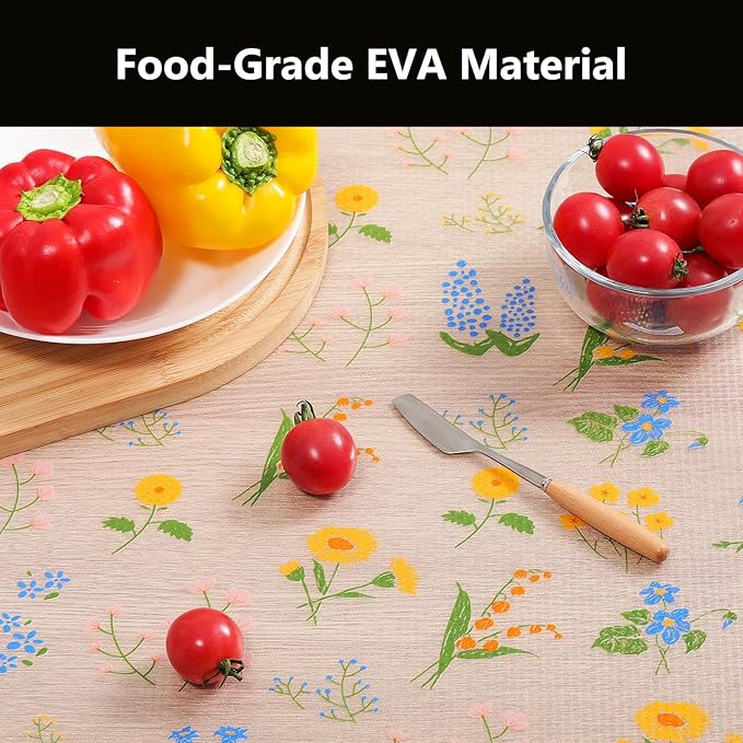 INNOLITES Shelf Liners for Kitchen Cabinets Non-Adhesive Drawer Liner with Floral, Waterproof Durable Easy to Clean, for Refrigerator, Shelves (Colorful Floral, 11.8" x 360")