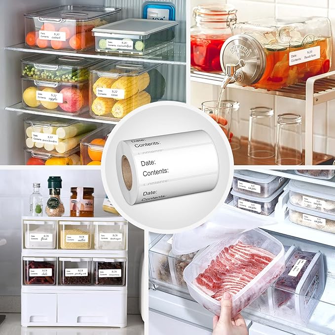Printholic 500 Pcs 1" x 3" Freezer Refrigerator Food Labels, Removable Adhesive, Water Oil Resistant, No Residue Food Storage Containers Labels Perfect for Monitoring Your Food in Kitchen