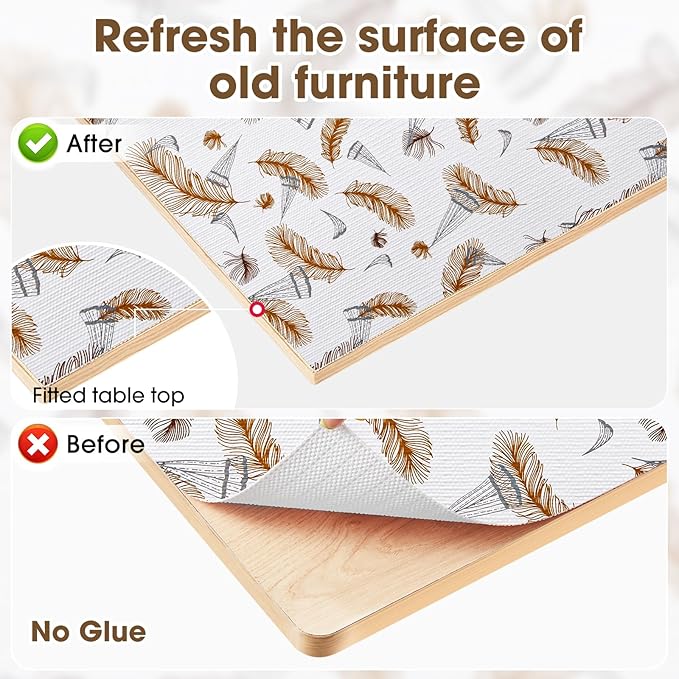 ALIUNI Drawer and Shelf Liner, Non-Slip Kitchen Cabinet Liners Non-Adhesive Thick Strong Grip Waterproof Washable Mats Protect Dresser Shelves Cupboard Bathroom Cabinets, Feather, 12 in X 20 FT