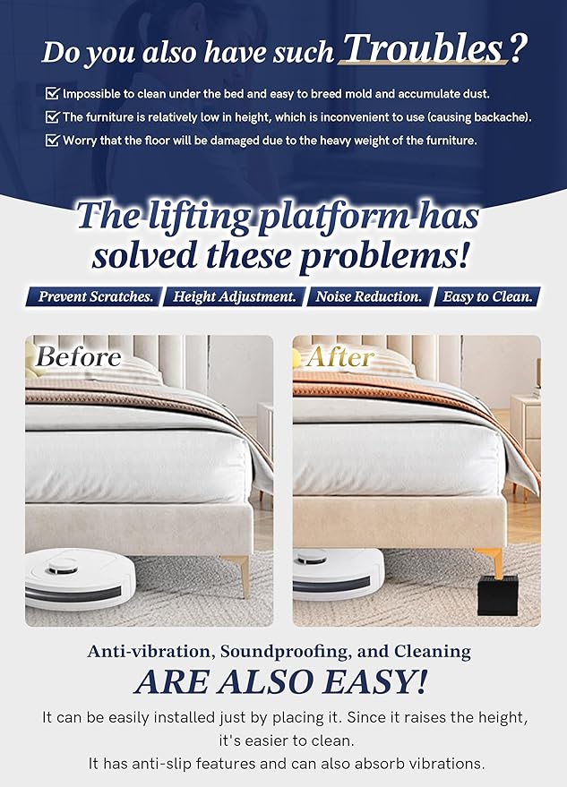 Bed Risers Furniture Risers Heavy-Duty Rectangular Adjustable Block 8 Pack Lift to 3 inches and 4.3 inches Desk, Sofa, Chair Legs, Refrigerator, Washing Machine Support up to 4000 pounds