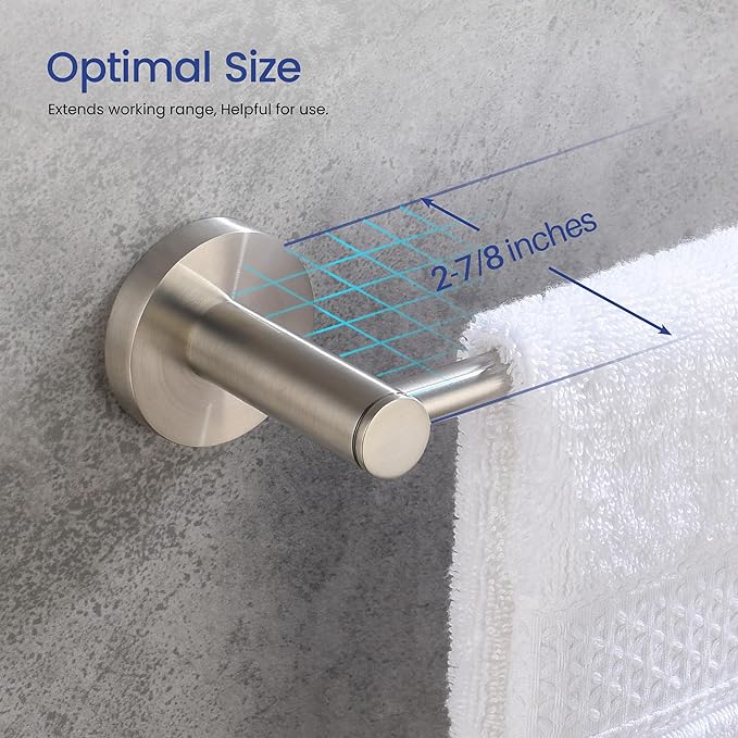 KIBI Circular 2-Piece Bathroom Hardware Set in Brushed Nickel – Includes Wall Mounted Towel Bar & Toilet Paper Holder – Durable, Rust-Resistant Bathroom Accessories (Brushed Nickel, C-KBA14-2BN-1)