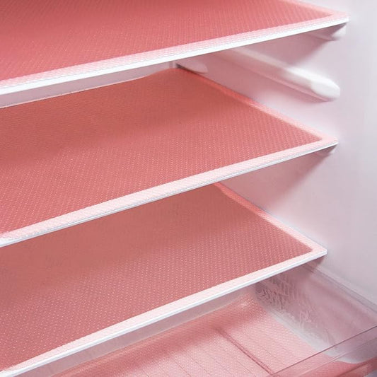Rwotlls 8Pcs Refrigerator Liners, Washable Fridge Liner Mats Covers Pads for Glass Shelf Cupboard Cabinet Drawer Home Kitchen Accessories Organization (Pink)