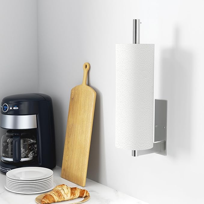 Paper Towel Holder Under Cabinet: Self-Adhesive or Drilling Paper Towel Dispenser - Stainless Steel Paper Towel Roll Holder Under Counter