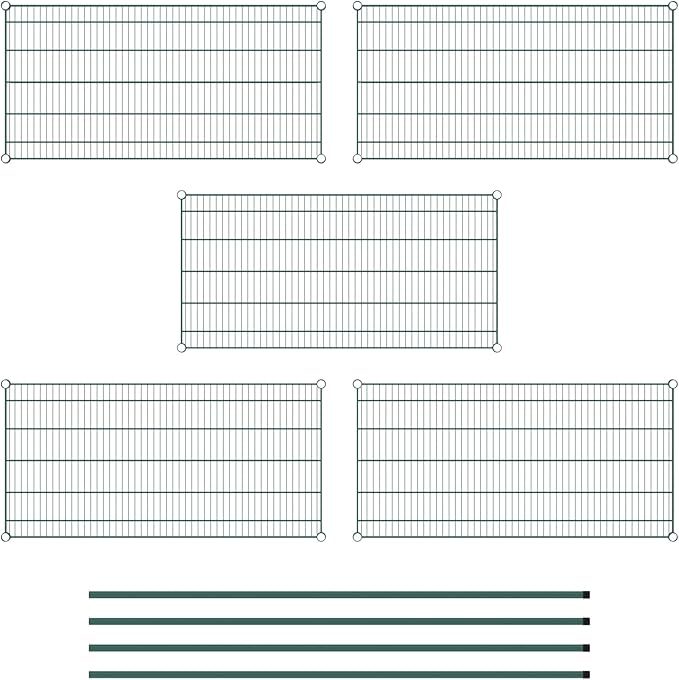 Commercial NSF Listed Green Epoxy Stationary Wire Shelving Kit 24" x 48" x 74", with 5 Shelves Perfect for Warehouse, Walk-in Refrigerator, Freezer, Grocery Store, Restaurant, Dishroom