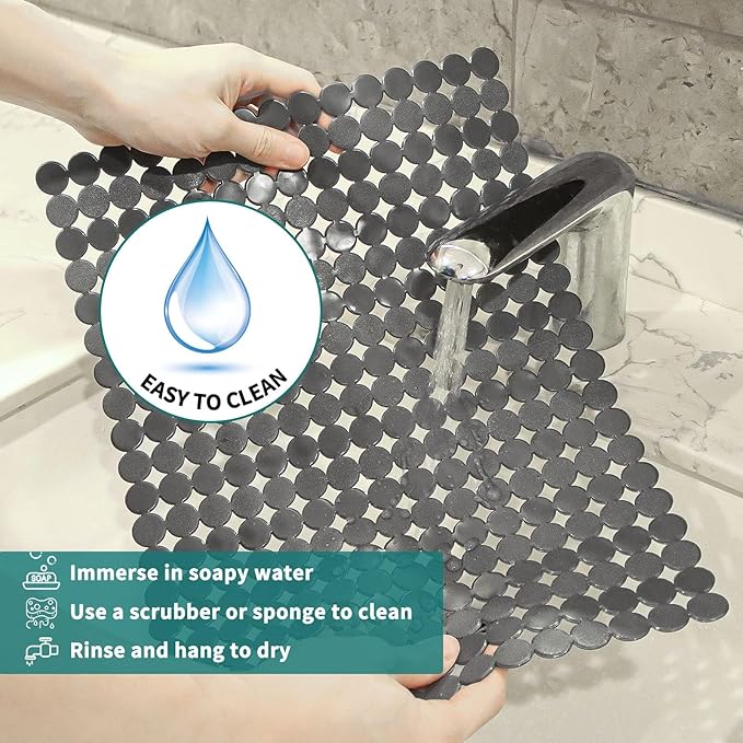 Kitchen Sink Mat for Stainless Steel/Ceramic Sinks,2 Pack Dish Sink Mats for Kitchen Sink with Scissors, Fast Draining,Easy to Clean,DIY Cut,15.7 X 11.8 Inch(Grey)