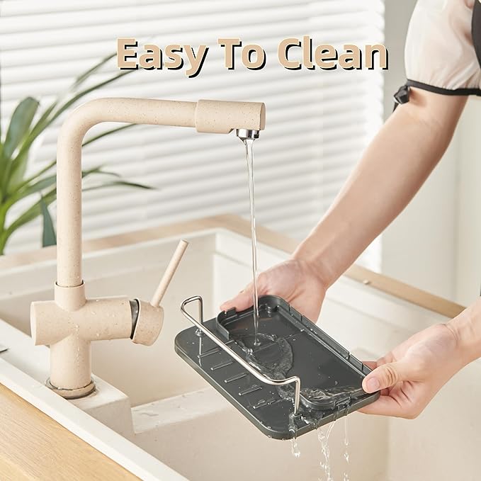 Soap Dispenser for Kitchen & Bathroom Sink,3-in-1 Sponge Holder for Kitchen, Organizer Dish Soap Dispenser,Sink Caddy,Stainless Steel Dish Brush Scrubber with Sponge Holder