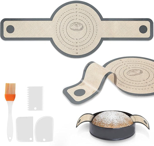 Silicone Bread Sling Dutch Oven Liners Sourdough Baking, Non-stick bread mat With Extra Long Handles, Easy Clean Reusable Silicone Bread Baking Mat, 2 Pack for Transferable Dough,
