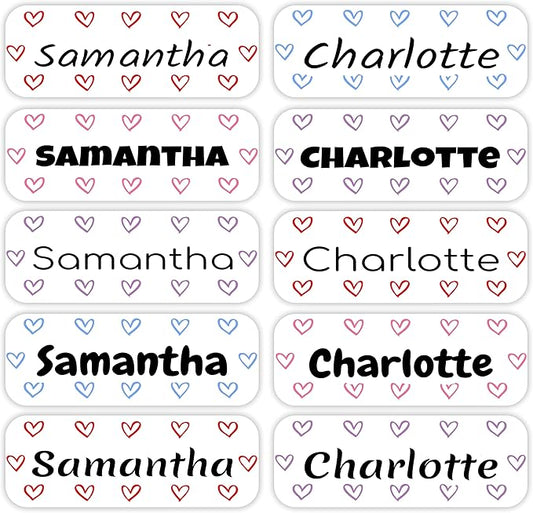 KYTRA Personalized Name Labels for Kids 120 Stickers for Daycare & School Supplies, Clothes, Toys, Lunchboxes and More - Waterproof, Laundry, Dishwasher & Microwave Safe, Made in USA (Sweetie Hearts)