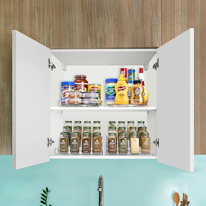 Sorbus Premium 3-Tier Spice Rack Organizer - Acrylic Spice Organization for Cabinet, Multipurpose Shelf - Durable Spice Organizer for Kitchen, Pantry, Room, Office & Countertop - 2 Pack
