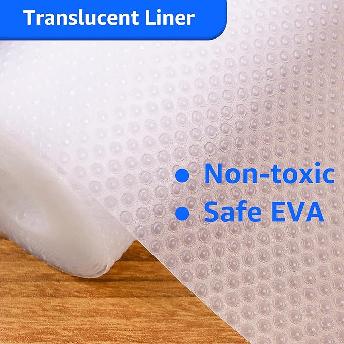 PABUSIOR Shelf Liners for Cabinets: Clear Non-Adhesive Kitchen Drawer Mats - Transparent Waterproof Refrigerator Liner for Pantry Shelves 13" W x 360" L